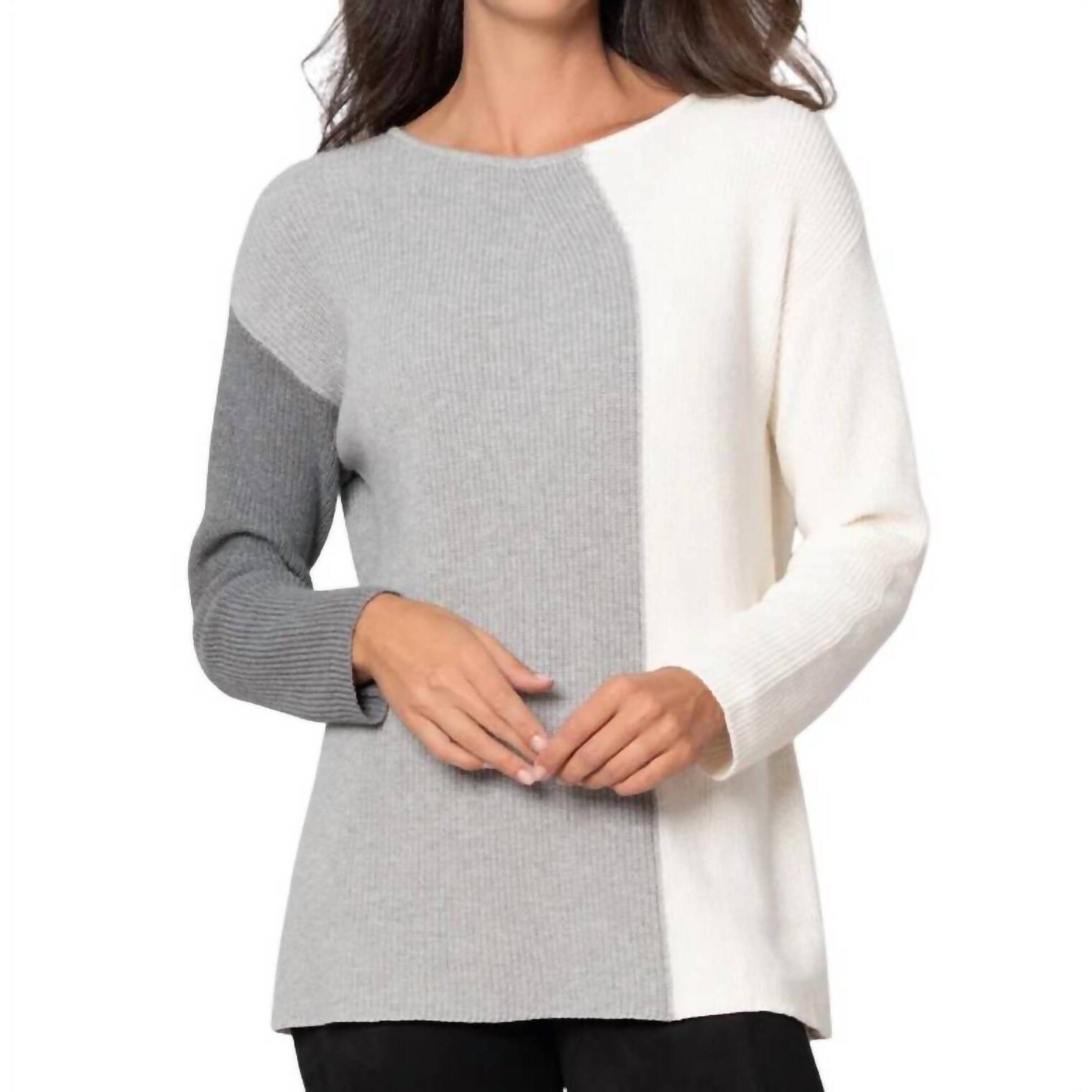 New Stella Carakasi Modern Mix Sweater In Dark Gray/Light Gray/Ivory